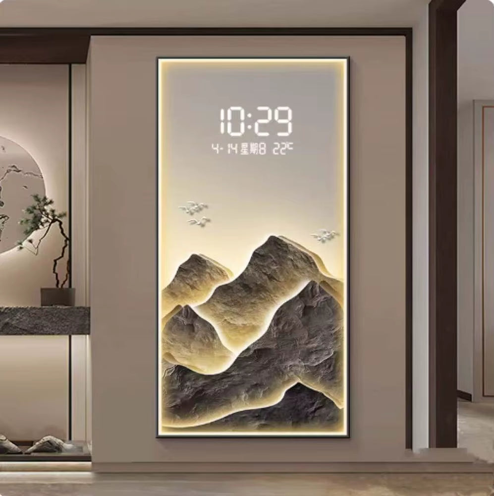 Large Modern Digital LED Needle Clock Crystal Hanging Wall Decor for Living Room Electric Easy to Read Three-Piece Set TRUSTEK