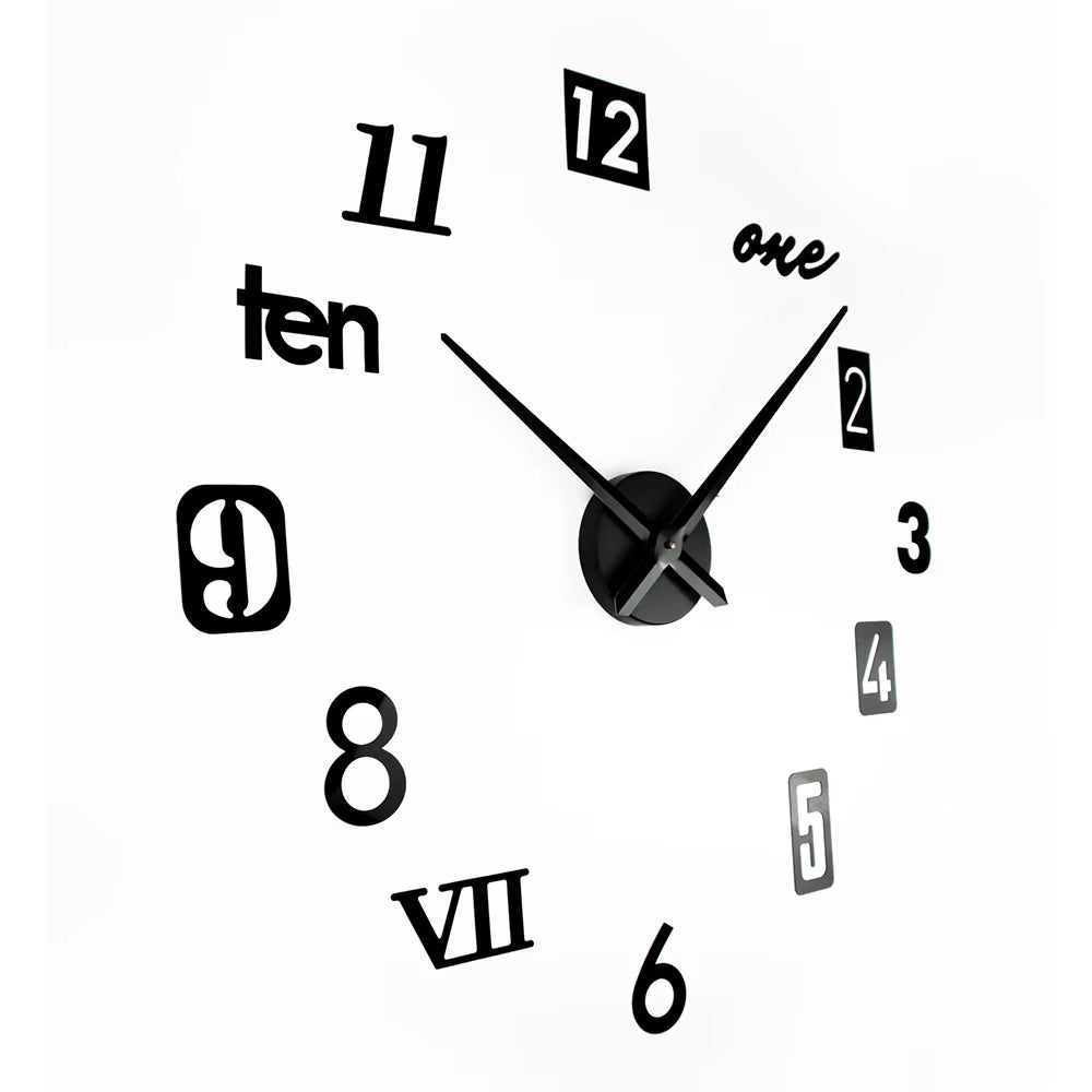 120CM Modern Quartz Needle Display 3D Wall Clock for Living Room Unique Luxury Multi-Piece Set Home Decor