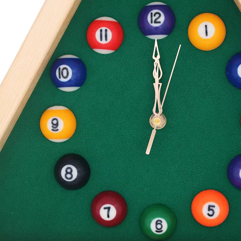 Triangle Shape Billiard Pool Snooker Ball Wall Clock for Study Living Room