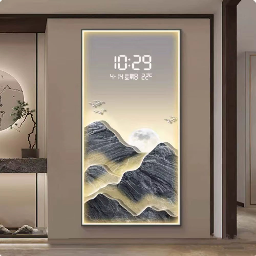 Large Modern Digital LED Needle Clock Crystal Hanging Wall Decor for Living Room Electric Easy to Read Three-Piece Set TRUSTEK