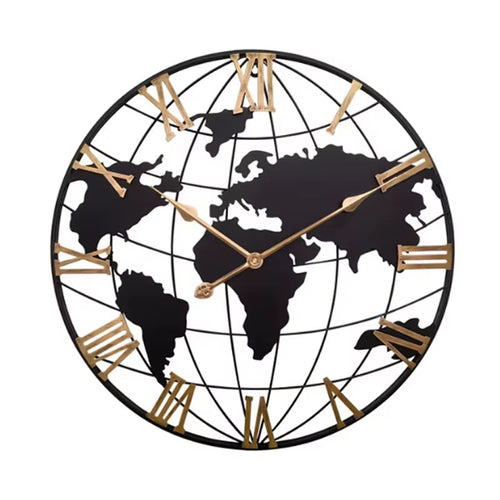 American Style Industrial Retro Iron Stereo Map Clock Single Face Digital Creative Entrance Living Room Fashion Wall Clock
