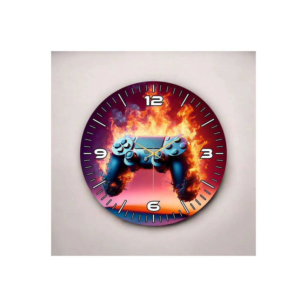 Colorful Printing 50Cm round Classical Game Console Wooden Silent Pill Working TR Made Table Wall Clock Gift