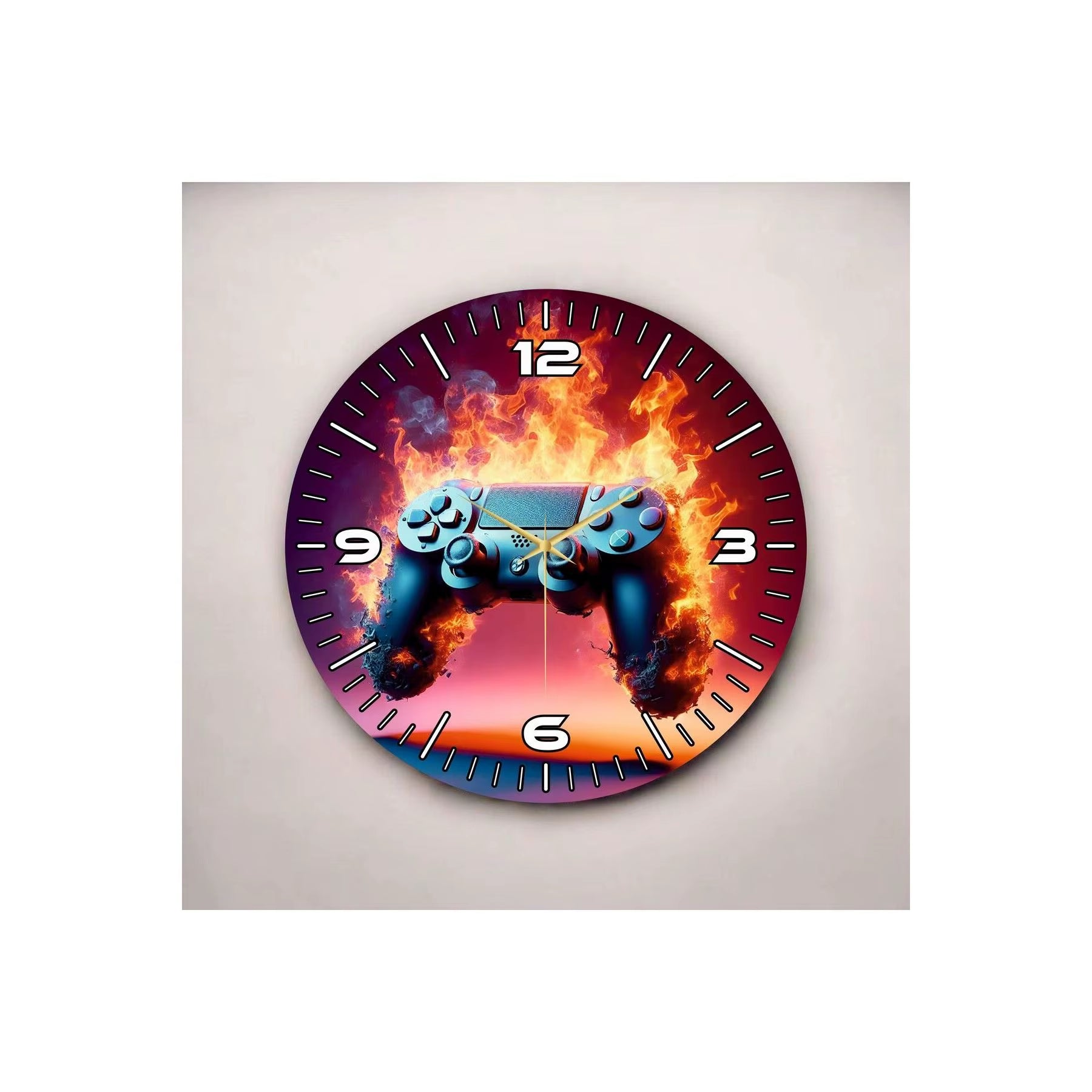 Colorful Printing 50Cm round Classical Game Console Wooden Silent Pill Working TR Made Table Wall Clock Gift