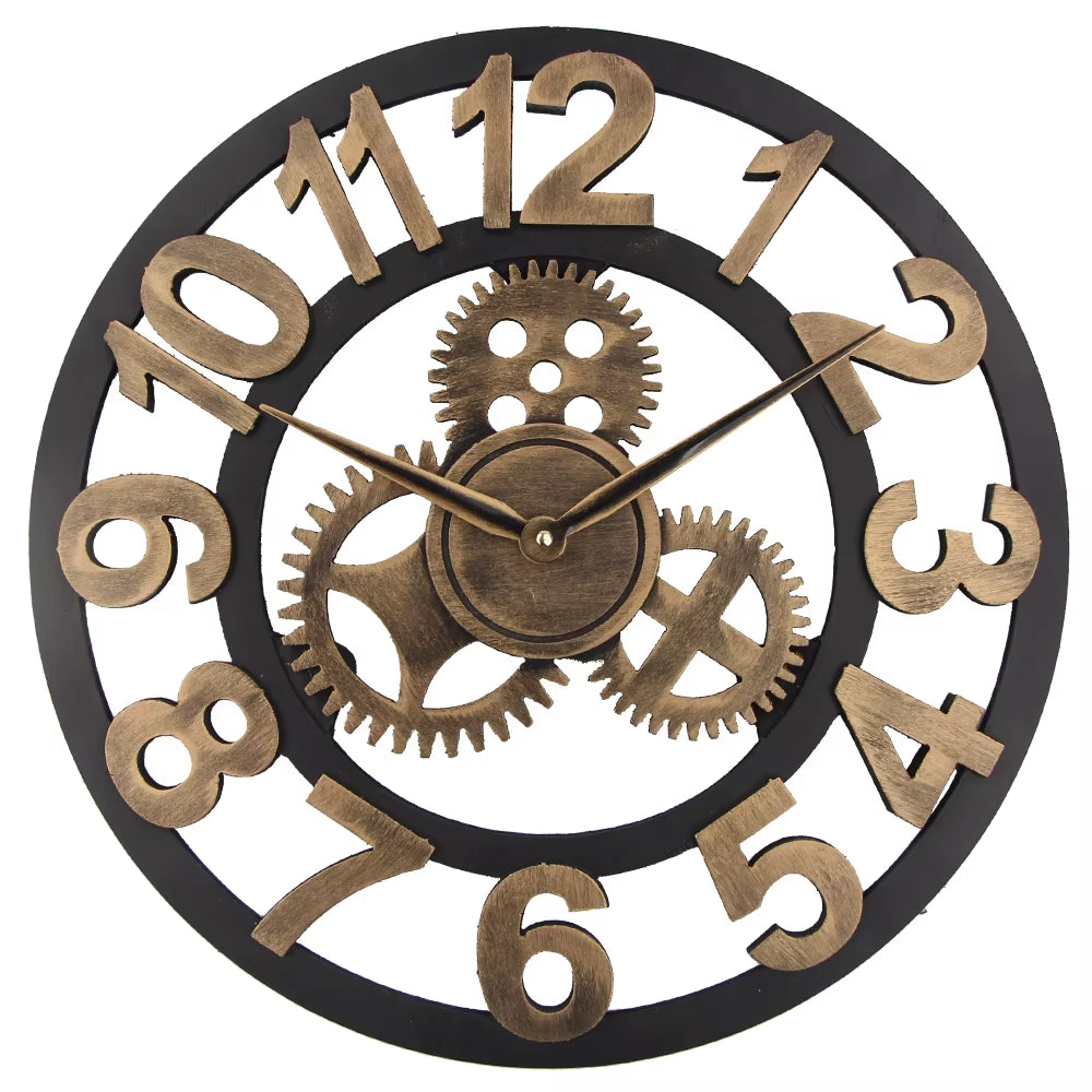 58CM Modern Hanging Quartz Wall Clock with Needle Display MDF Wood Material Living Room Home Decor