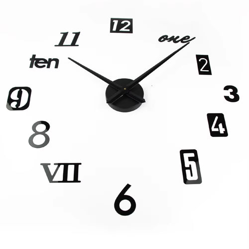 120CM Modern Quartz Needle Display 3D Wall Clock for Living Room Unique Luxury Multi-Piece Set Home Decor