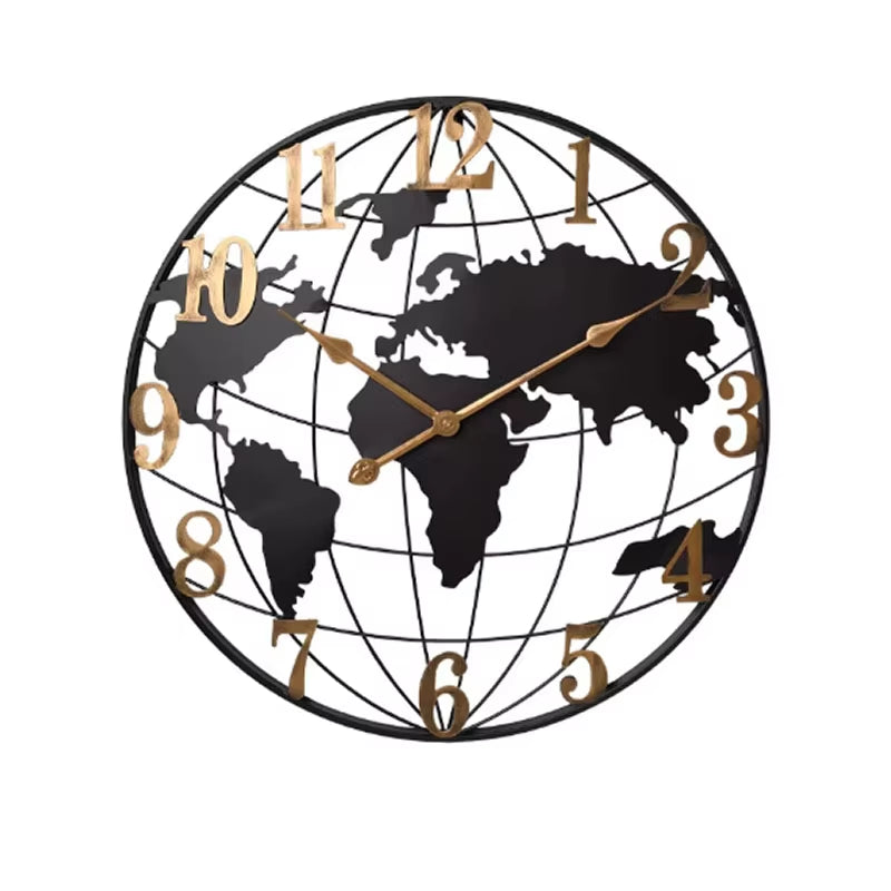 American Style Industrial Retro Iron Stereo Map Clock Single Face Digital Creative Entrance Living Room Fashion Wall Clock