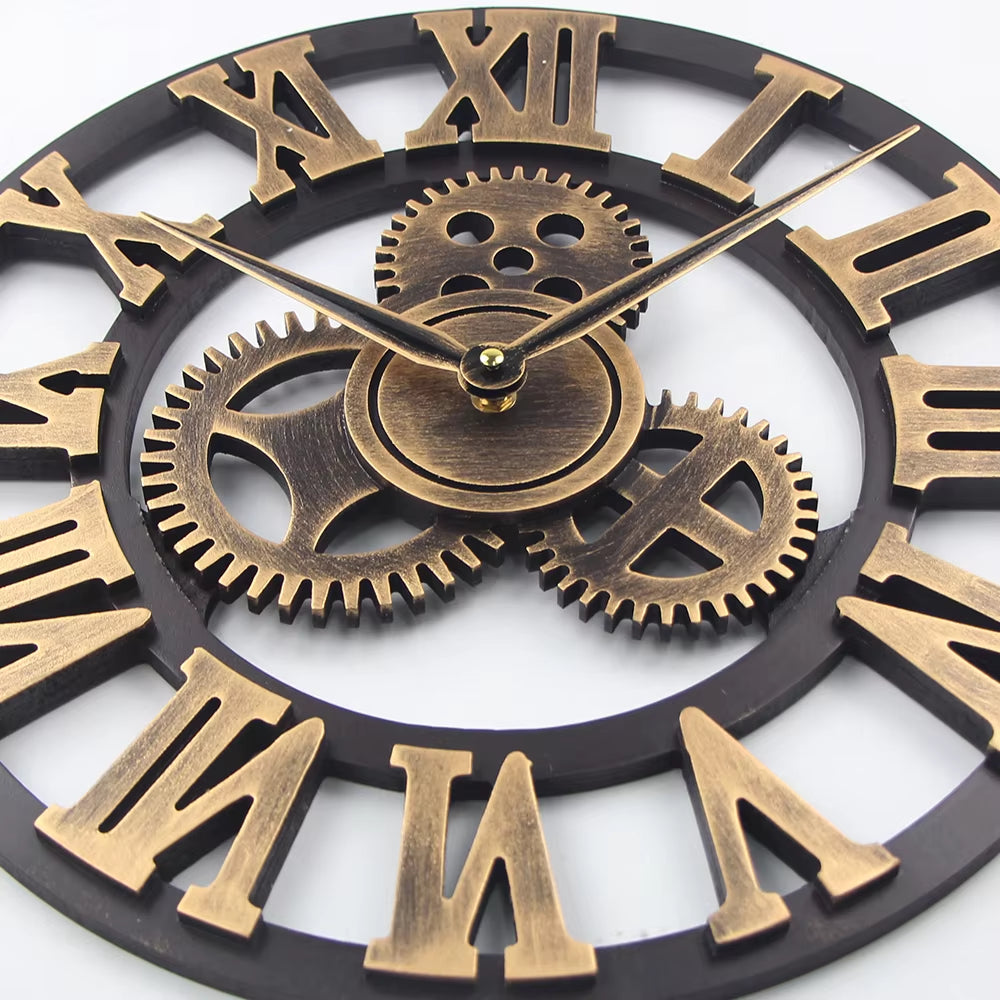 58CM Modern Hanging Quartz Wall Clock with Needle Display MDF Wood Material Living Room Home Decor