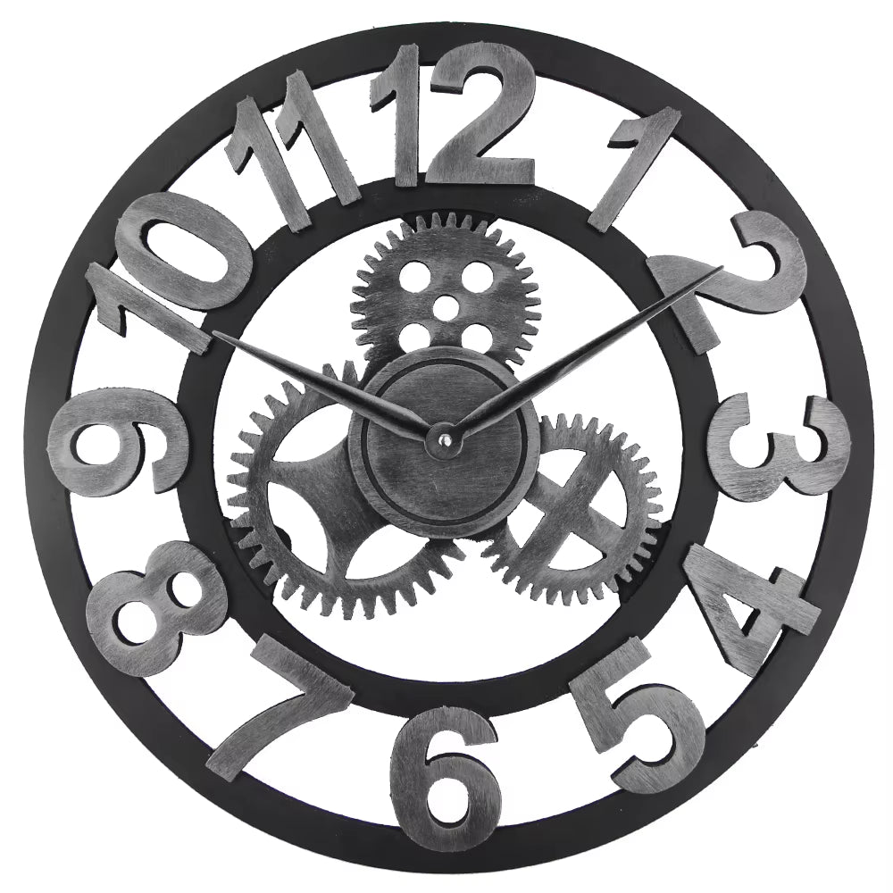 58CM Modern Hanging Quartz Wall Clock with Needle Display MDF Wood Material Living Room Home Decor