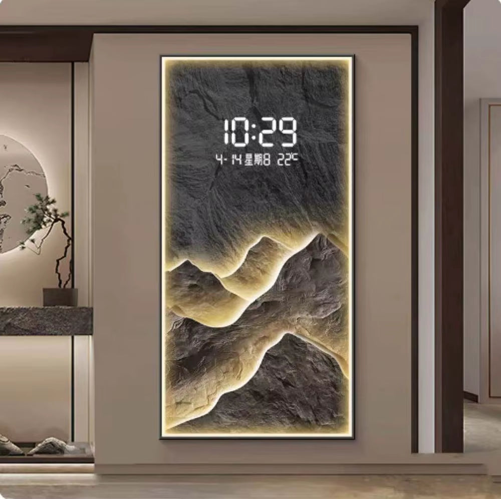 Large Modern Digital LED Needle Clock Crystal Hanging Wall Decor for Living Room Electric Easy to Read Three-Piece Set TRUSTEK