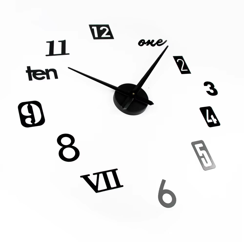 120CM Modern Quartz Needle Display 3D Wall Clock for Living Room Unique Luxury Multi-Piece Set Home Decor