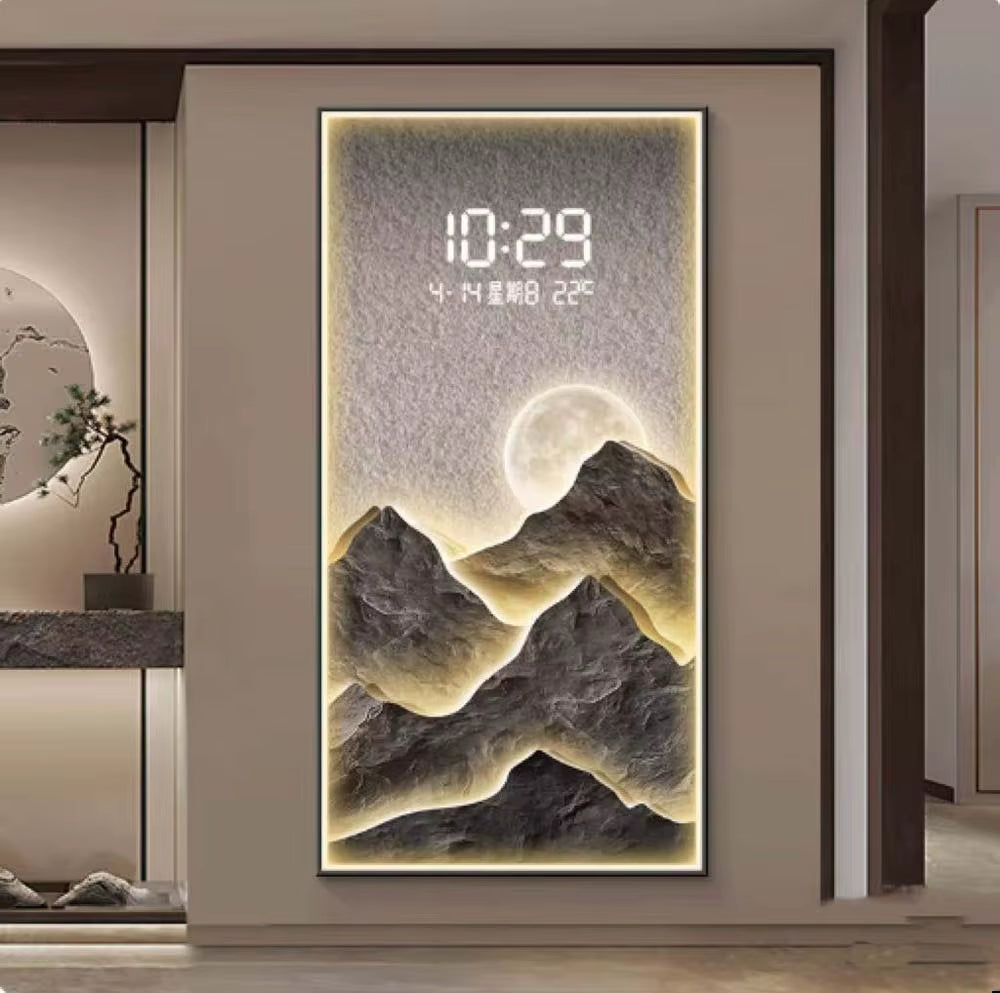 Large Modern Digital LED Needle Clock Crystal Hanging Wall Decor for Living Room Electric Easy to Read Three-Piece Set TRUSTEK